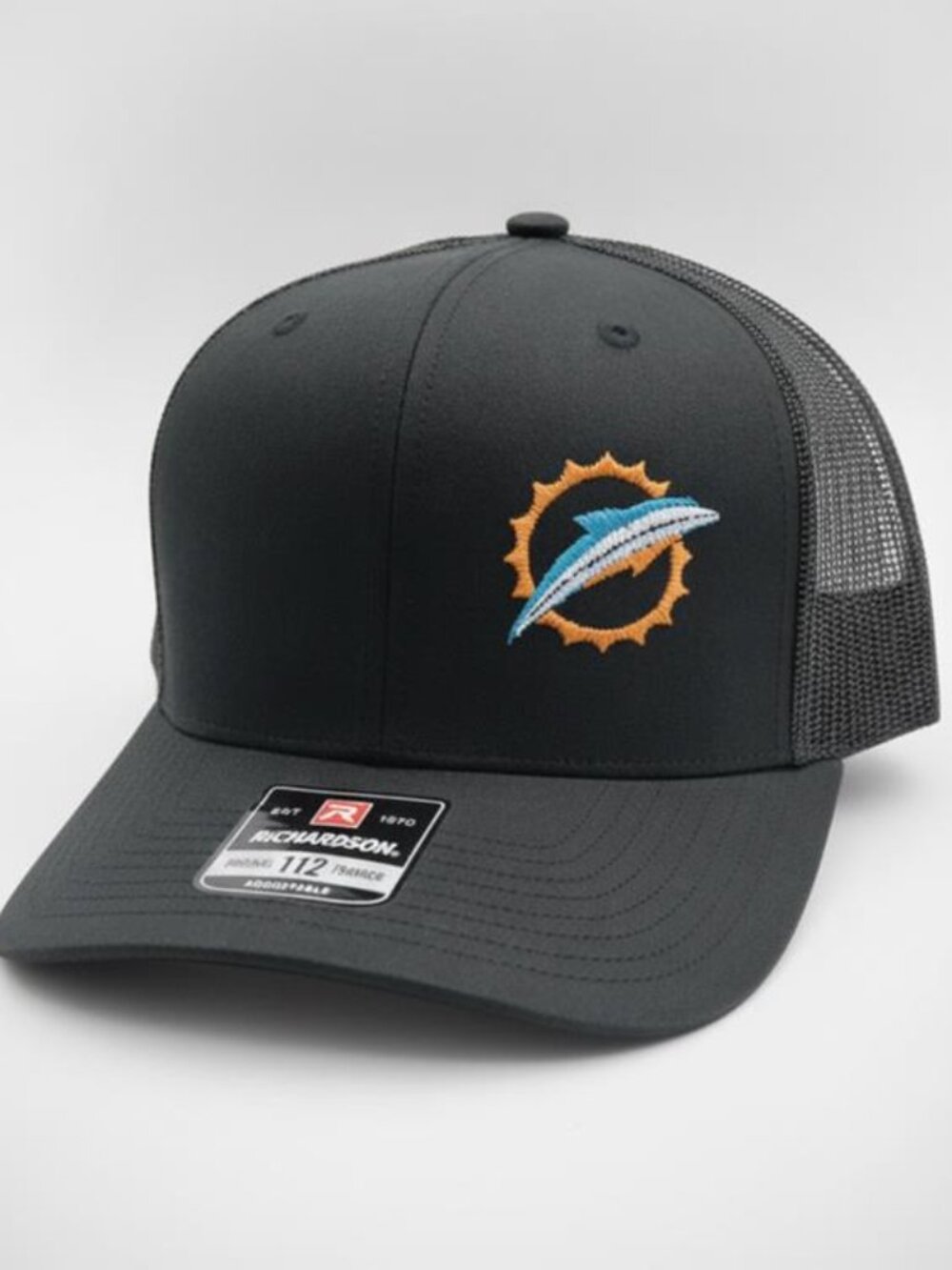 Miami Football Sunburst Offset Embroidered Black Richardson 112 Hat Cap New 90s